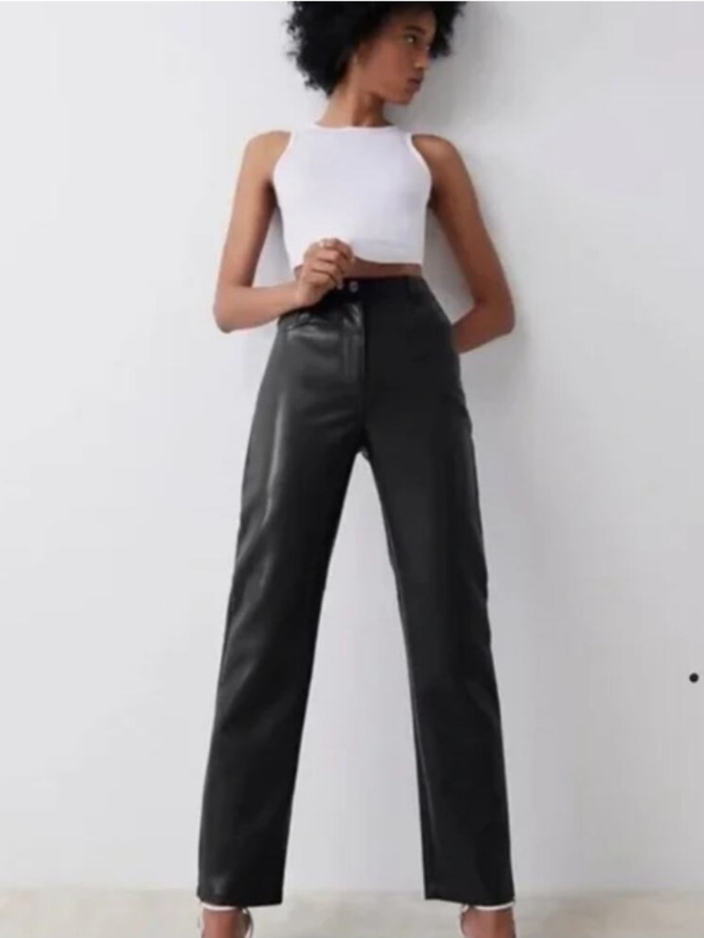 Artizia | Vegan Leather Straight Leg Pants | Black | 0 🕥